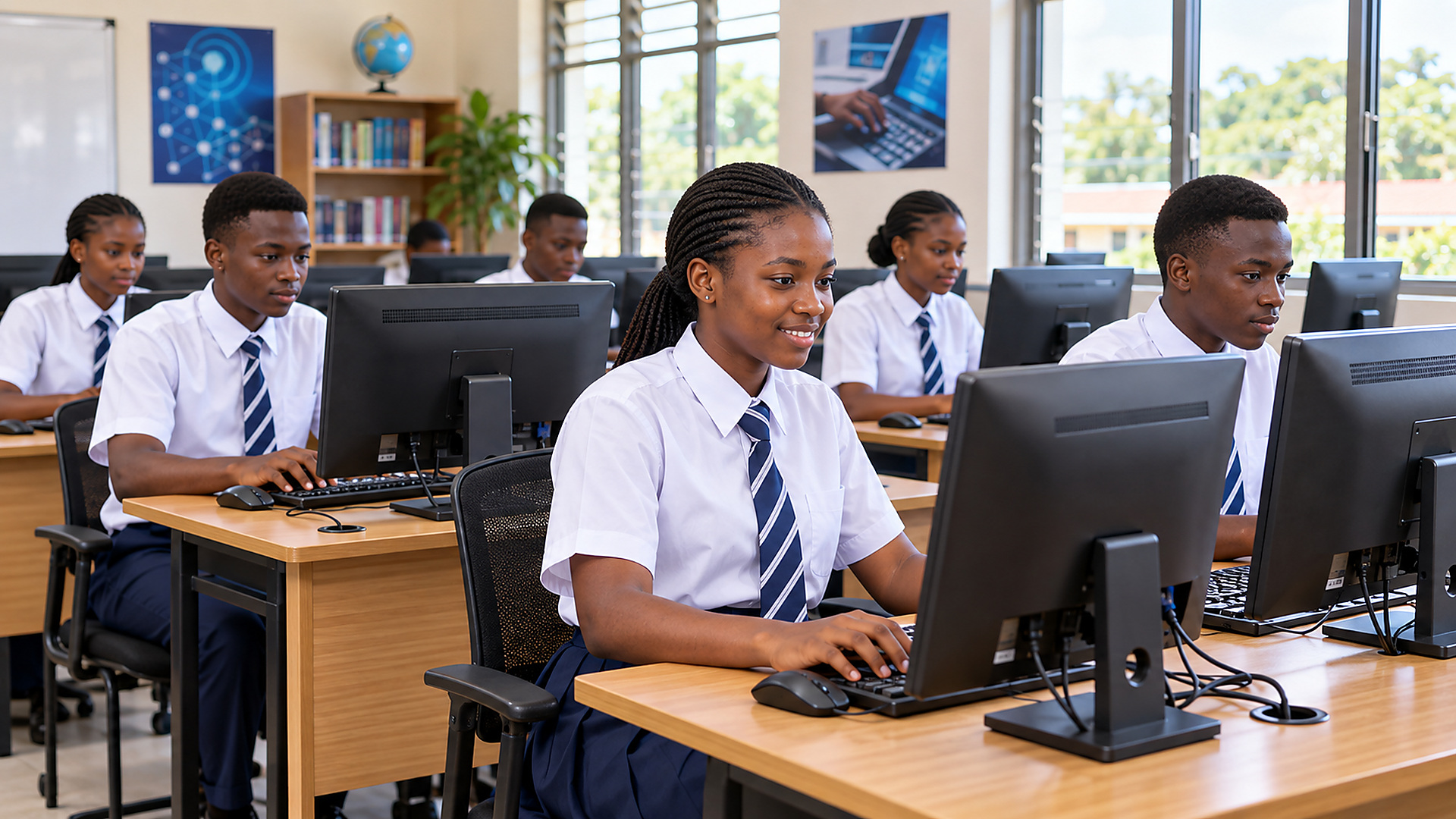 School staff working with digital records